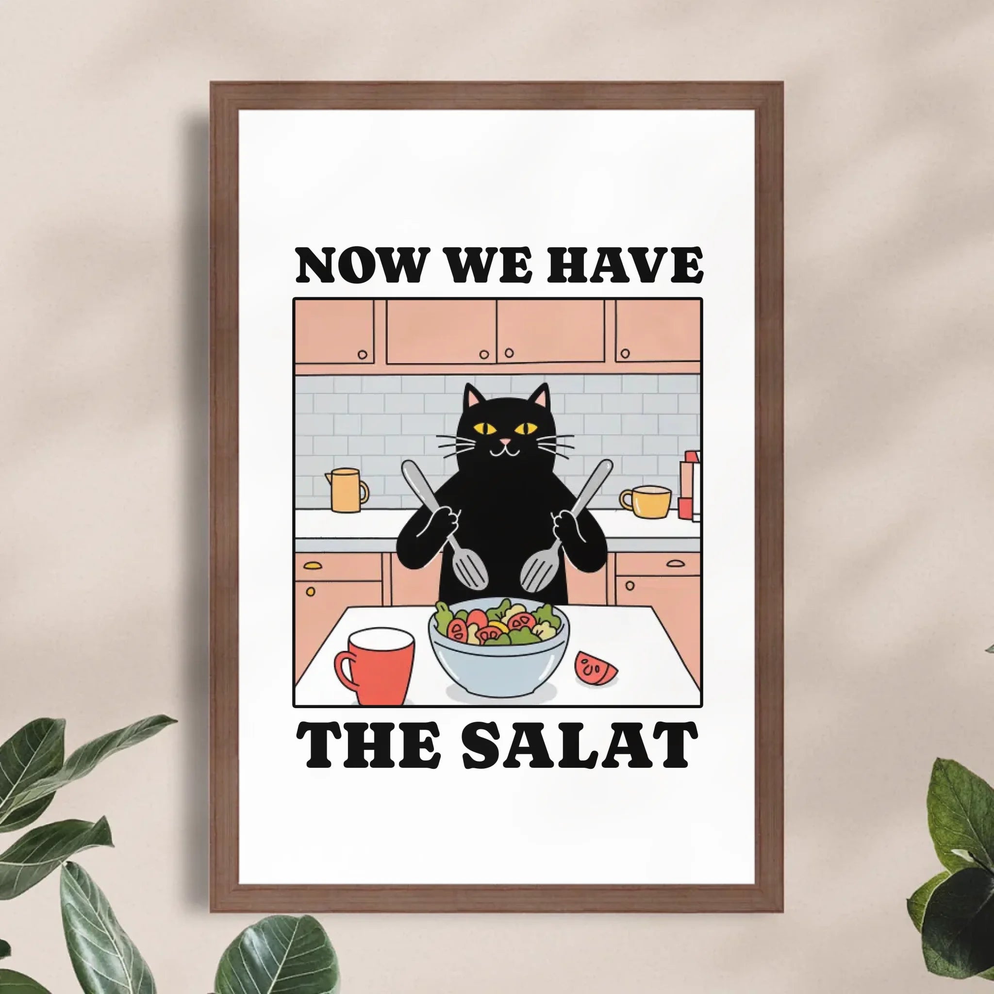 Personalisiertes Poster - Now we have the Salat - Lustiges Bild für die Küche mit eigenem Tier