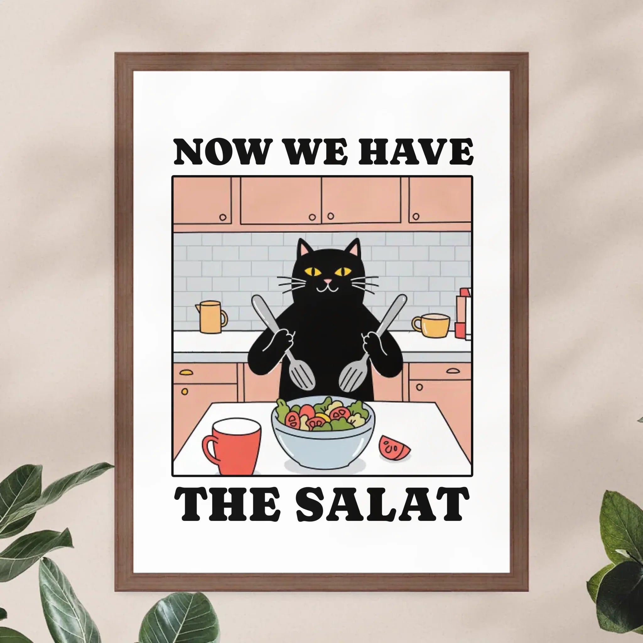 Personalisiertes Poster - Now we have the Salat - Lustiges Bild für die Küche mit eigenem Tier