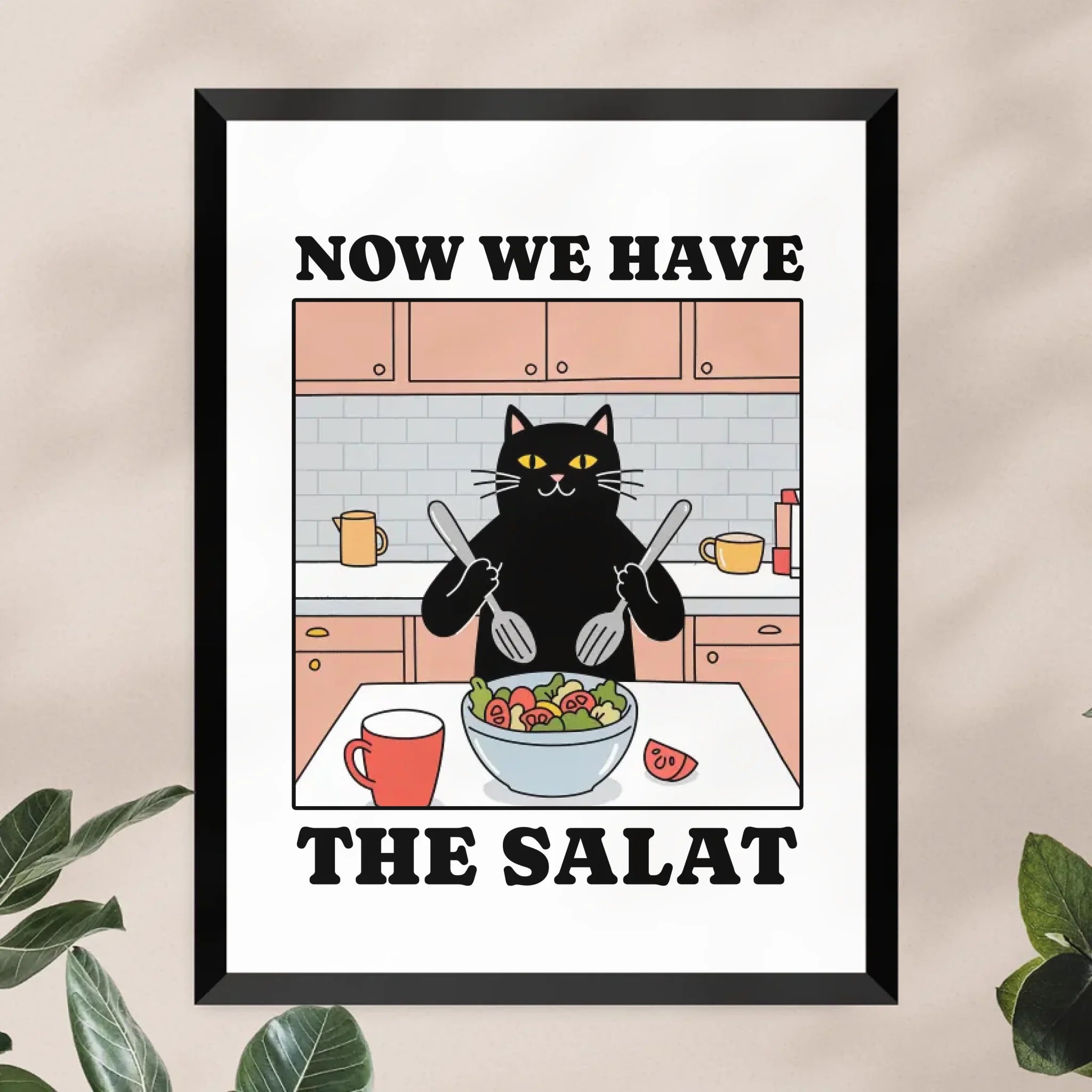 Personalisiertes Poster - Now we have the Salat - Lustiges Bild für die Küche mit eigenem Tier