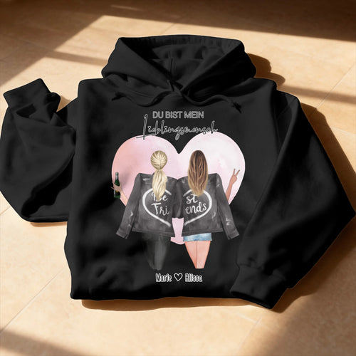 Personalisierter Hoodie - Beste Freundin mit Jacken (2 Freundinnen)