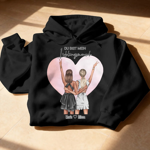 Personalisierter Hoodie - Beste Freundin mit Kleid (2 Freundinnen)