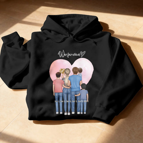 Personalisierter Hoodie - Familie + 1-4 Kinder