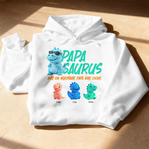 Personalisierter Hoodie - Papasaurus mit 1-10 Kindern