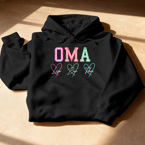 Personalisierter Hoodie - Oma Schriftzug mit 1-9 Kindernamen