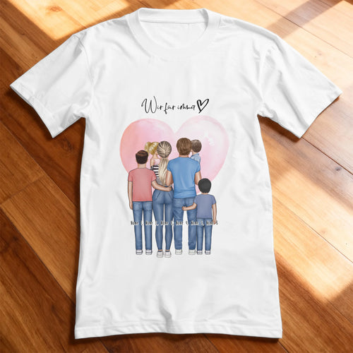 Personalisiertes T-Shirt - Familie + 1-4 Kinder