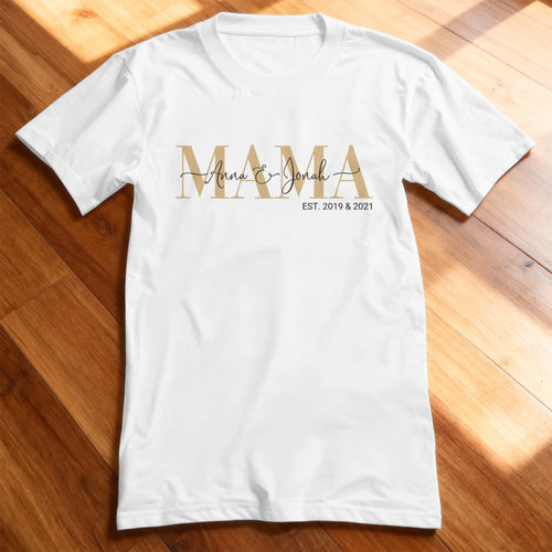 Personalisiertes Oversized T-Shirt - Mama Schriftzug mit Kindernamen