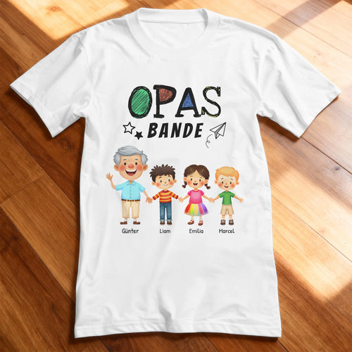 Personalisiertes T-Shirt - Opas Bande mit 1-8 Enkelkindern