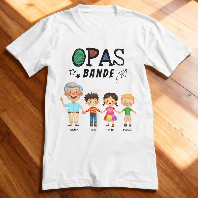 Personalisiertes T-Shirt - Opas Bande mit 1-8 Enkelkindern