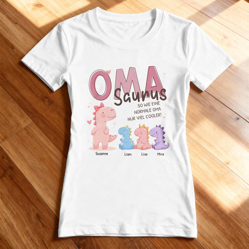 Personalisiertes T-Shirt - Omasaurus mit 1-10 Kindern
