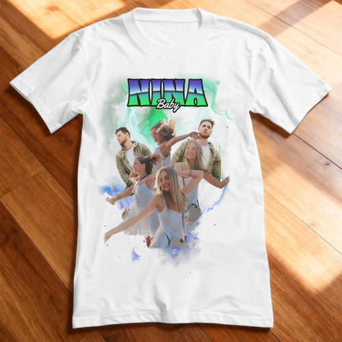 Personalisiertes T-Shirt - 90s Bootleg Foto-T-Shirt - Vintage Style - 1-6 Bilder