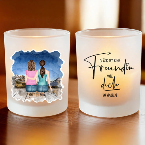Personalisiertes Teelicht (Satin) - Lesbisches Pärchen / Paar - Gleichgeschlechtlich