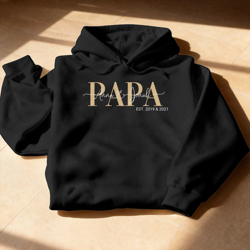 Personalisierter Hoodie - Papa Schriftzug mit Kindernamen
