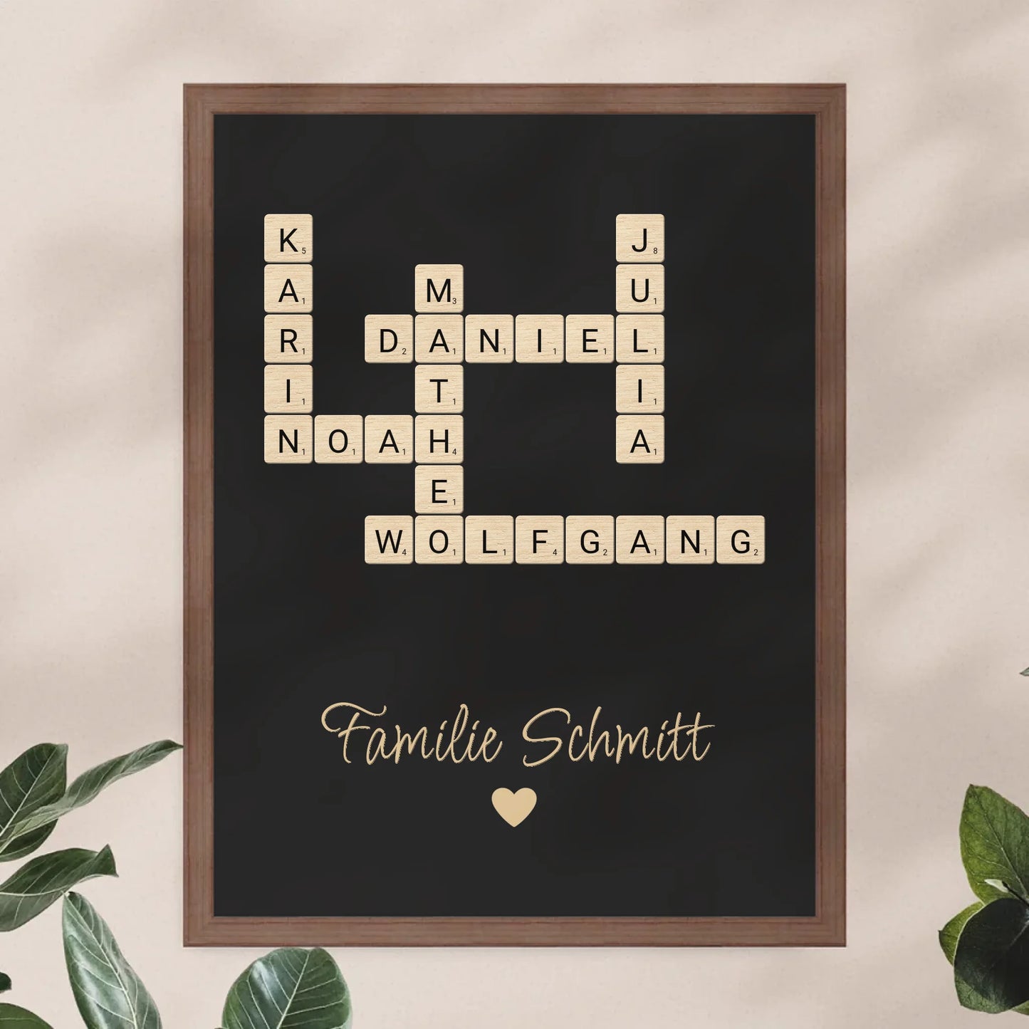 Personalisiertes Poster - Kreuzworträtsel mit bis zu 25 Namen aus der Familie + Familienname