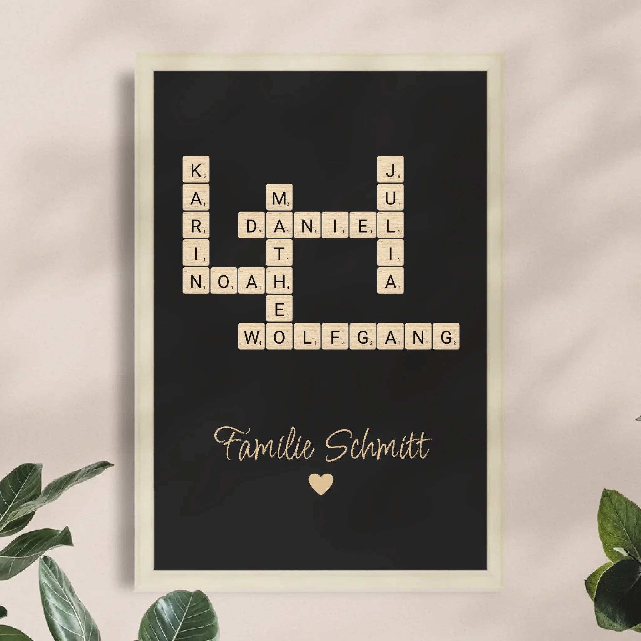 Personalisiertes Poster - Kreuzworträtsel mit bis zu 25 Namen aus der Familie + Familienname