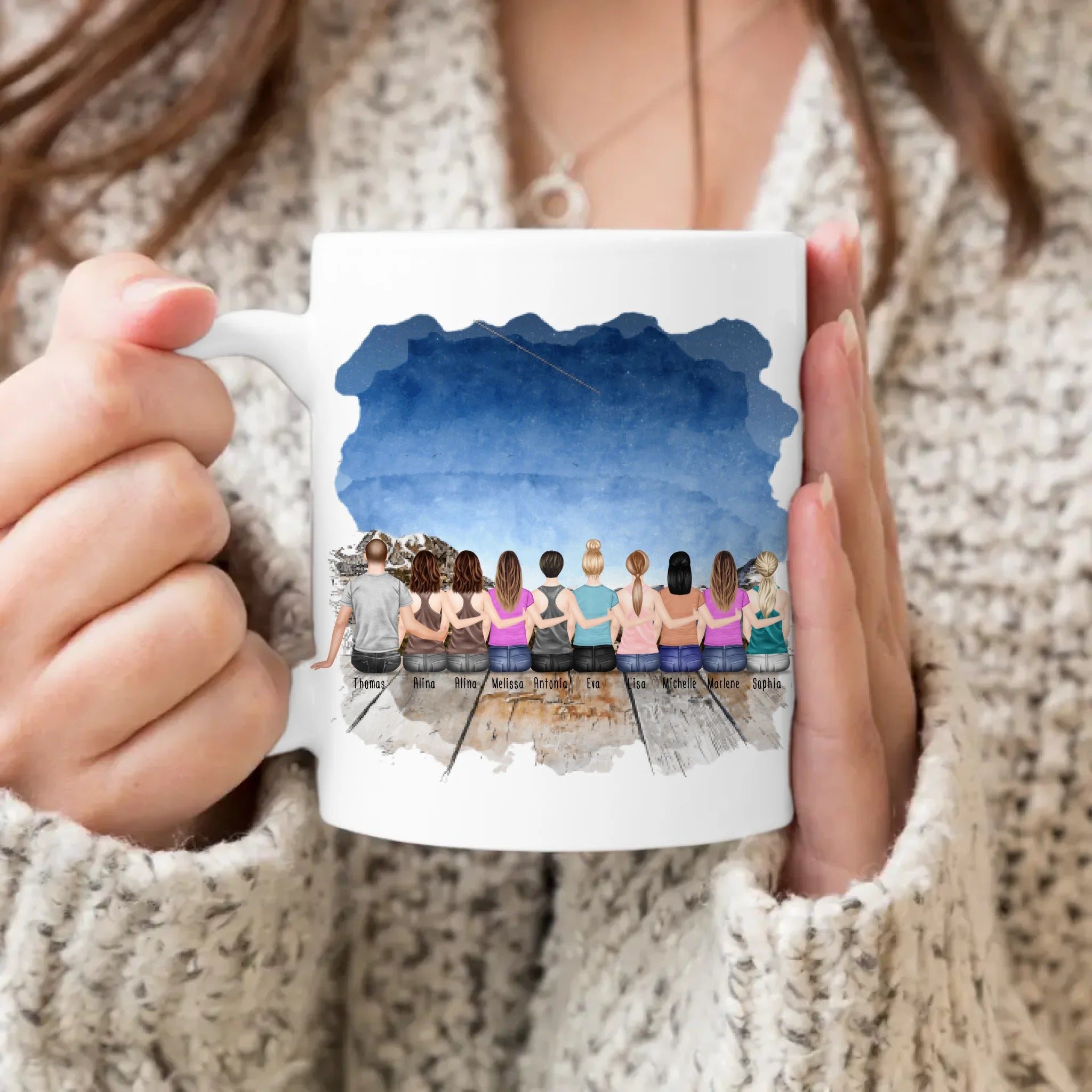 Personalisierte Tasse Kollegen (9 Frauen +  1 Mann) - Abschiedsgeschenk