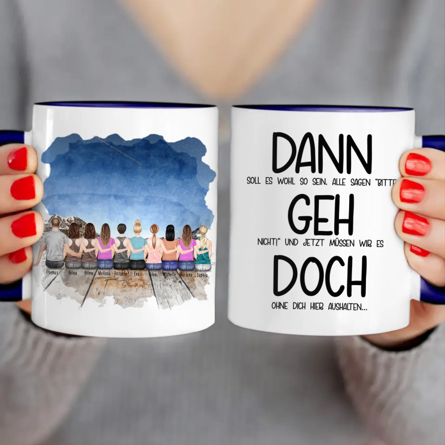 Personalisierte Tasse Kollegen (9 Frauen +  1 Mann) - Abschiedsgeschenk