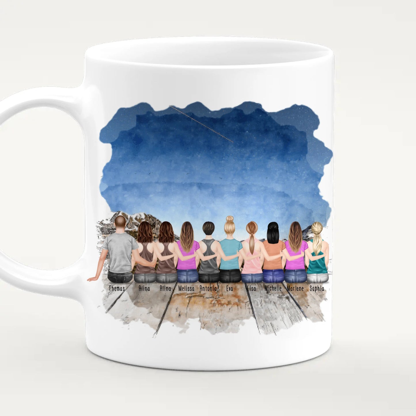 Personalisierte Tasse Kollegen (9 Frauen +  1 Mann) - Abschiedsgeschenk