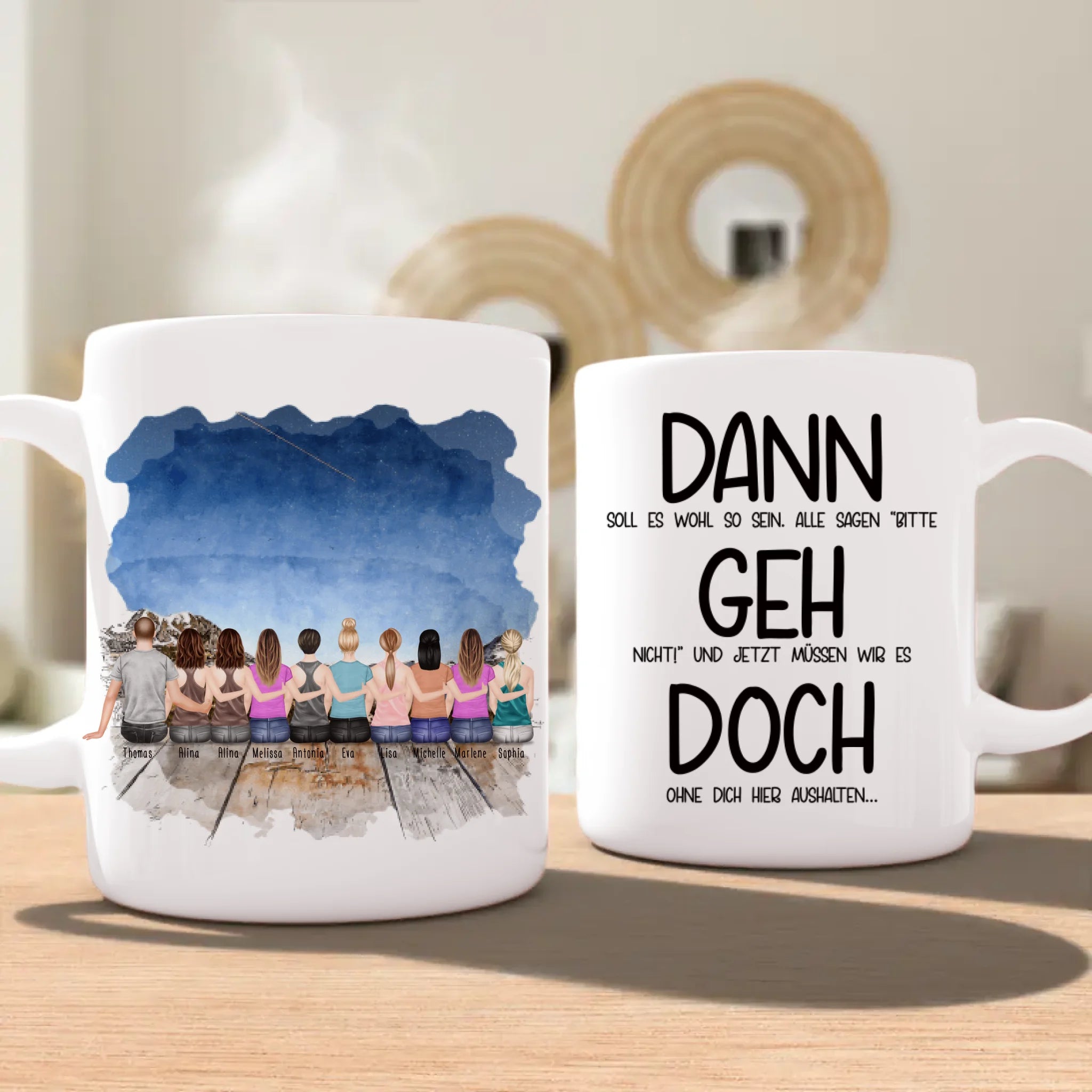 Personalisierte Tasse Kollegen (9 Frauen +  1 Mann) - Abschiedsgeschenk