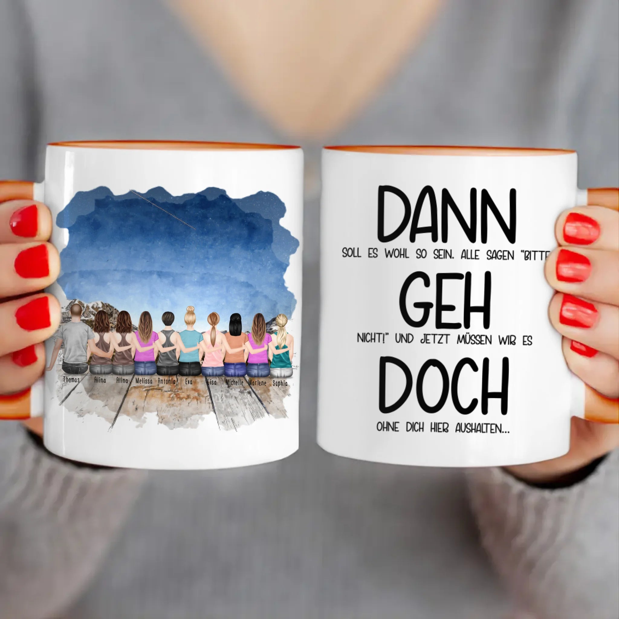 Personalisierte Tasse Kollegen (9 Frauen +  1 Mann) - Abschiedsgeschenk
