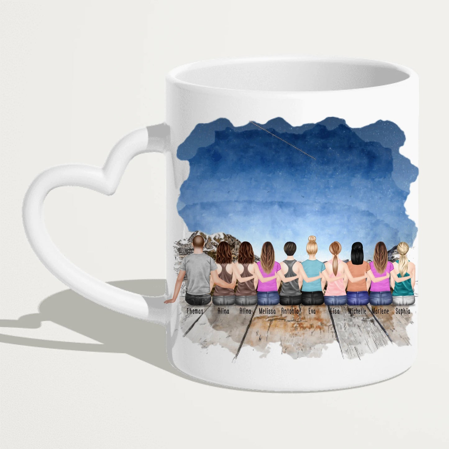 Personalisierte Tasse Kollegen (9 Frauen +  1 Mann) - Abschiedsgeschenk