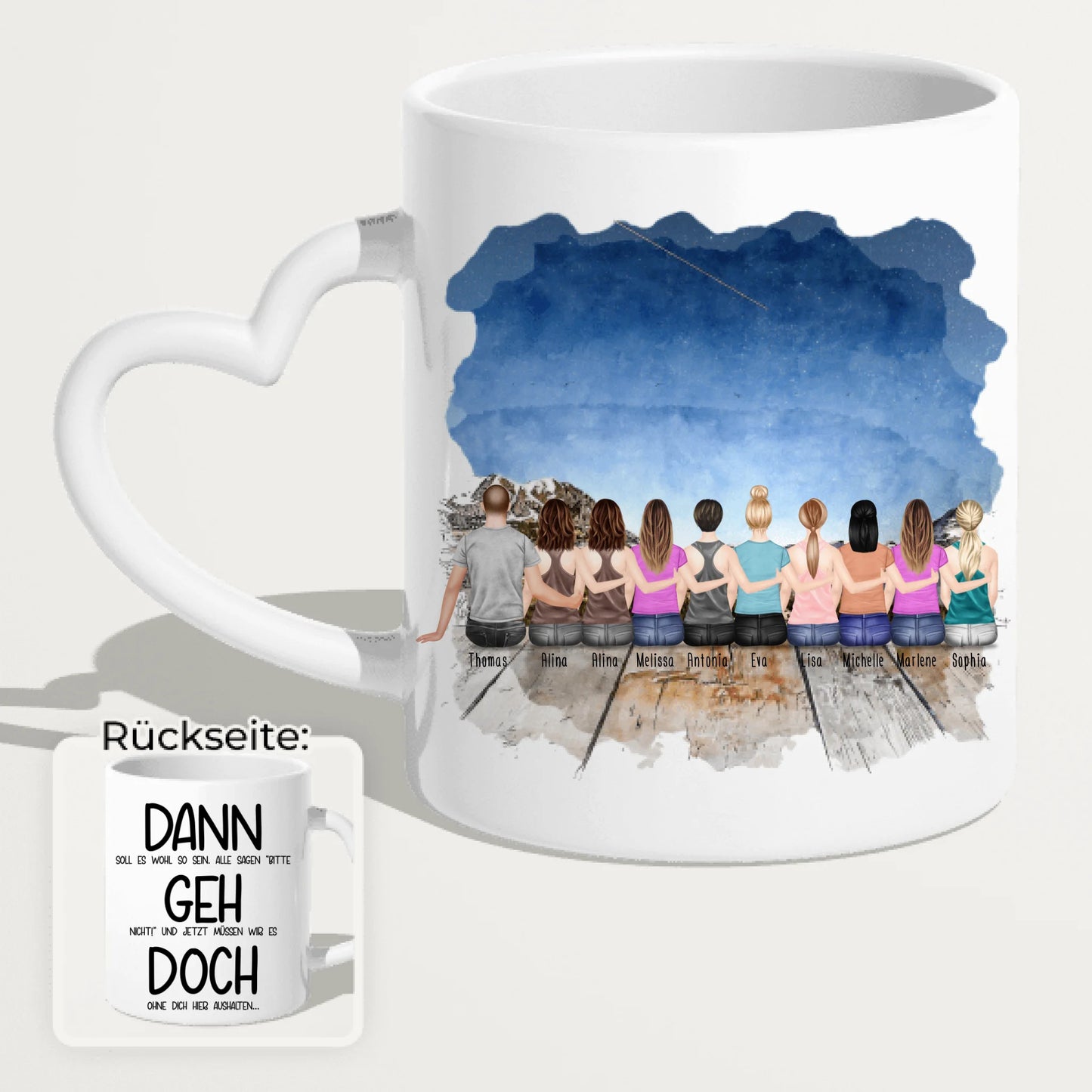 Personalisierte Tasse Kollegen (9 Frauen +  1 Mann) - Abschiedsgeschenk