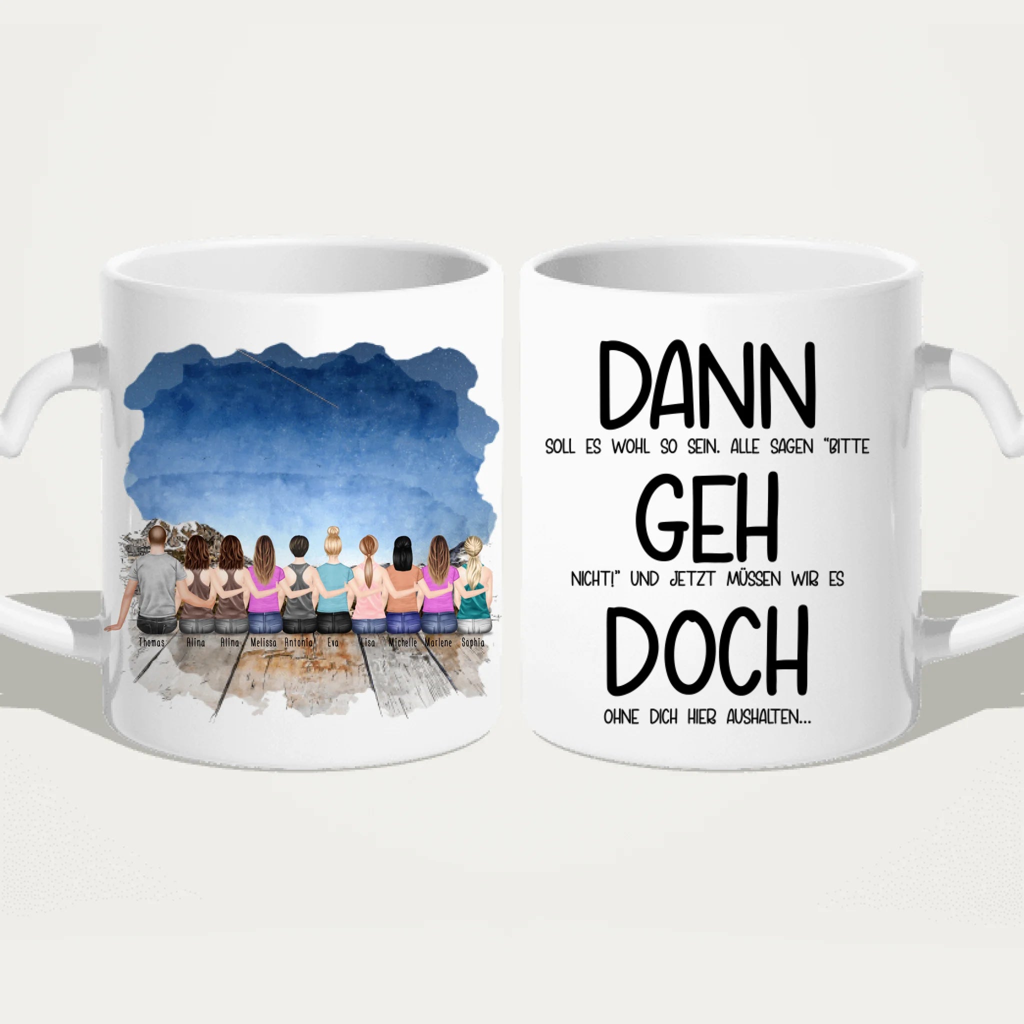 Personalisierte Tasse Kollegen (9 Frauen +  1 Mann) - Abschiedsgeschenk