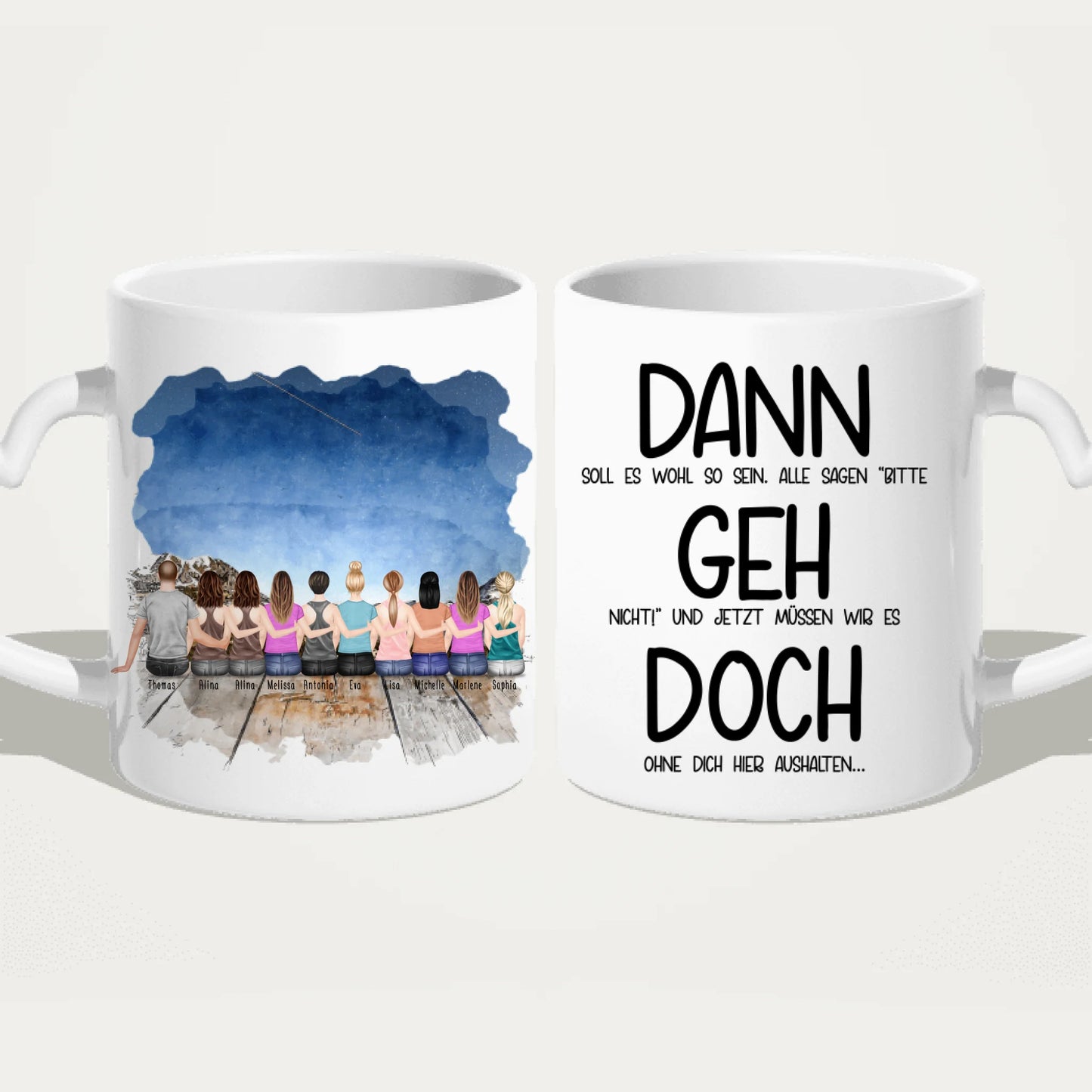 Personalisierte Tasse Kollegen (9 Frauen +  1 Mann) - Abschiedsgeschenk