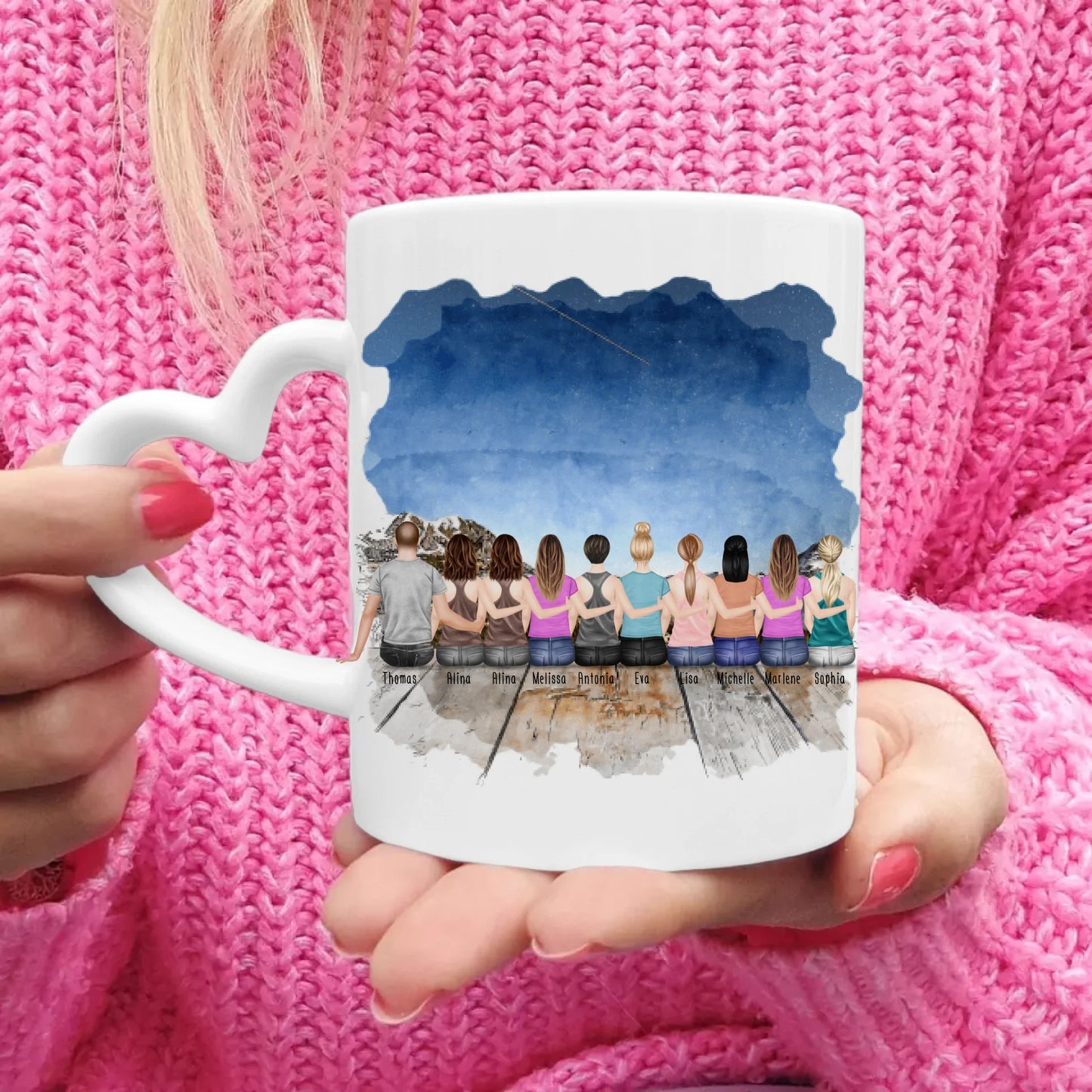 Personalisierte Tasse Kollegen (9 Frauen +  1 Mann) - Abschiedsgeschenk