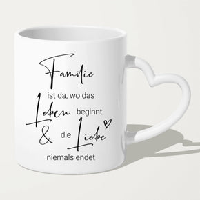 Personalisierte Tasse - Familie + 1-4 Kinder + 1-2 Hunde/Katzen