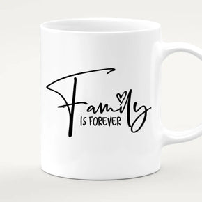Personalisierte Tasse mit Familie (3 Teenagerinnen + 2 Katzen)