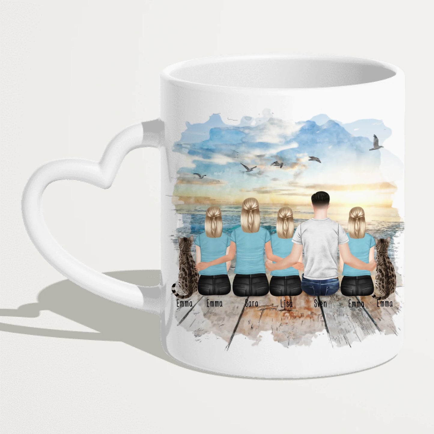Personalisierte Tasse - "Dieser tolle Papa gehört zu" mit 1-6 Kinderhänden/Namen im 3D-Look