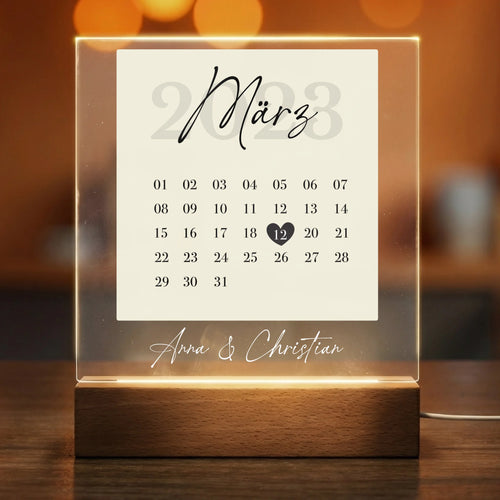 Personalisiertes Acryl-Licht - Kalender mit Jahrestag