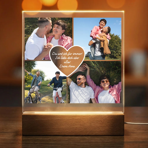 Personalisiertes Acryl-Licht - Paar Fotocollage mit Herz