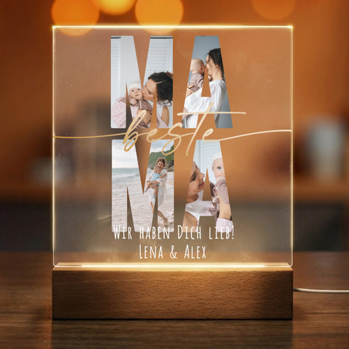 Personalisiertes Acryl-Licht - Mama Schriftzug und deinen Bildern