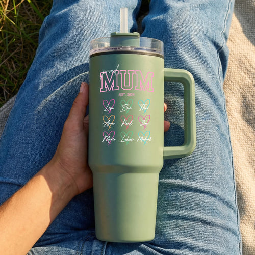 Personalisierter Thermo Cup - Mum/Mama/Oma EST. mit Kindernamen