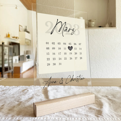 Personalisierte Acrylglasplatte - Kalender mit Jahrestag