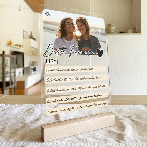 Personalisierte Acrylglasplatte - Beste Freundin mit Bild und 5 Gründen