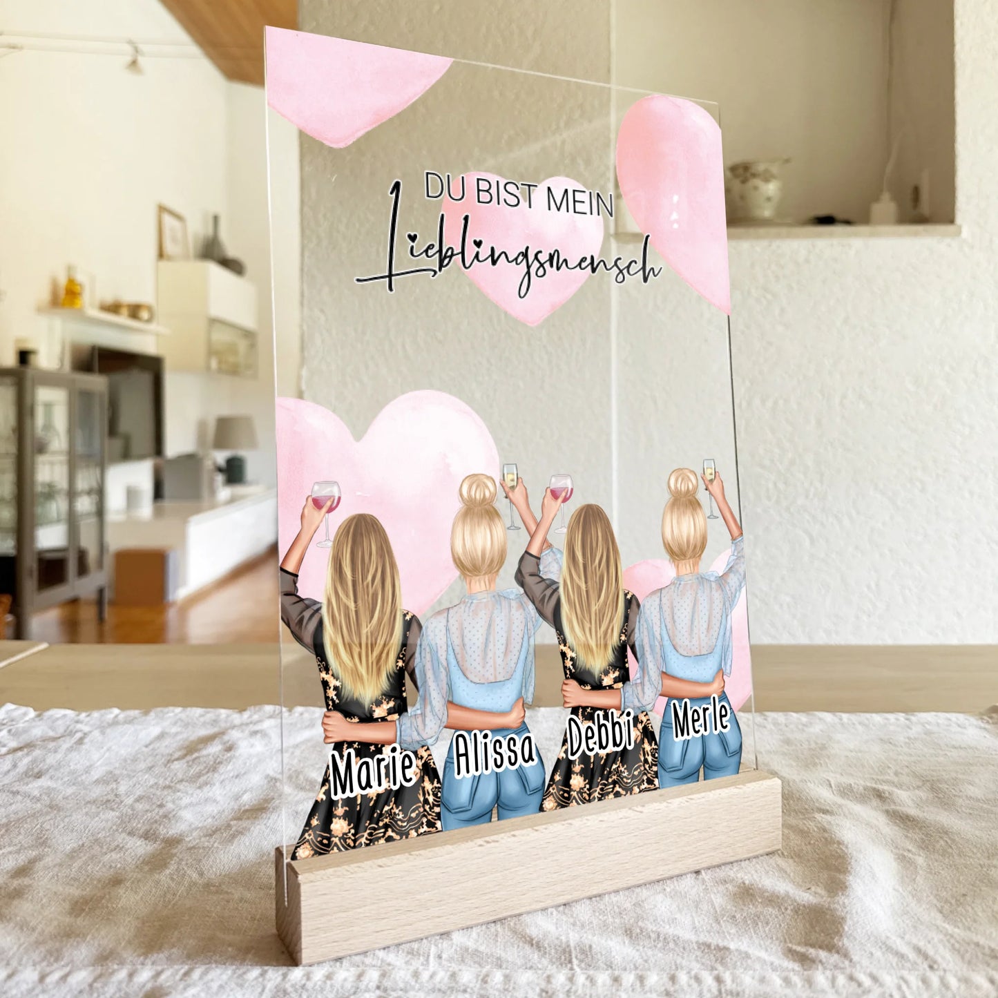 Personalisierte Acrylglasplatte - Beste Freundin (4 Freundinnen) - Best Friends