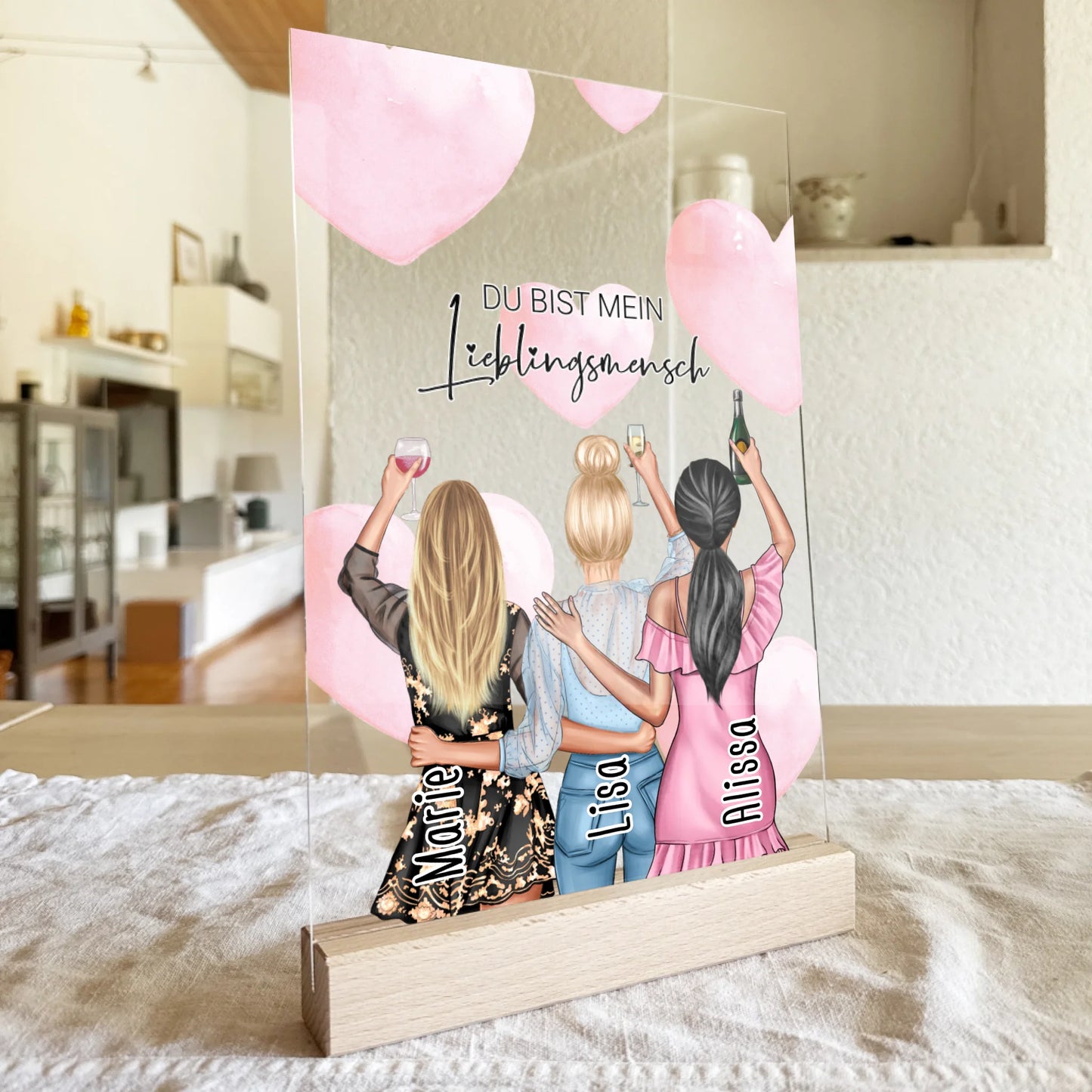 Personalisierte Acrylglasplatte - Beste Freundinnen (3 Freundinnen) - Best Friends
