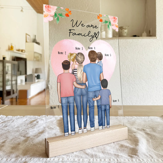 Personalisierte Acrylglasplatte - Familie + 1-4 Kinder