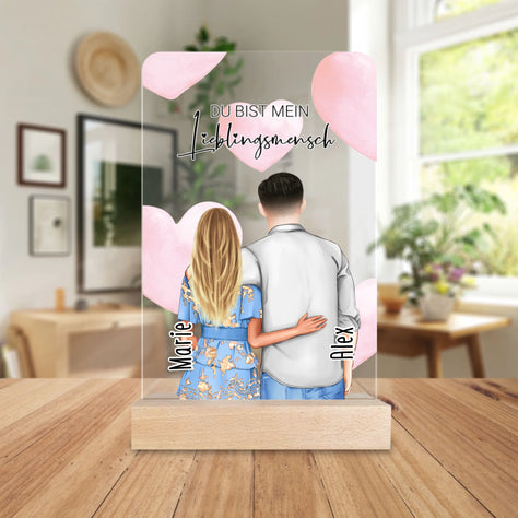 Personalisierte Acrylglasplatte - Paar mit Kleid und Hemd (stehend)