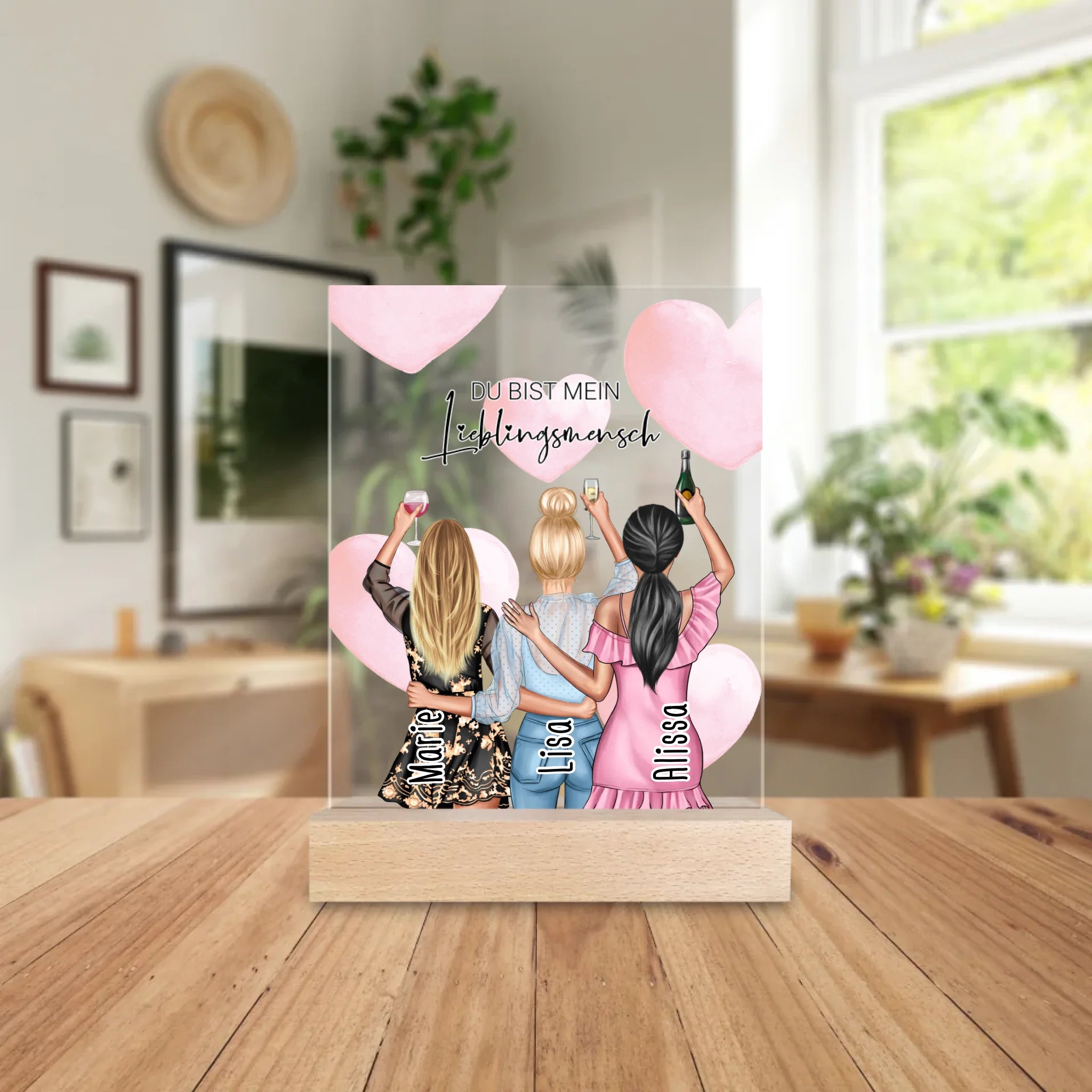 Personalisierte Acrylglasplatte - Beste Freundinnen (3 Freundinnen) - Best Friends
