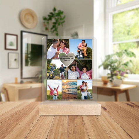 Personalisierte Acrylglasplatte - Paar Fotocollage mit Herz