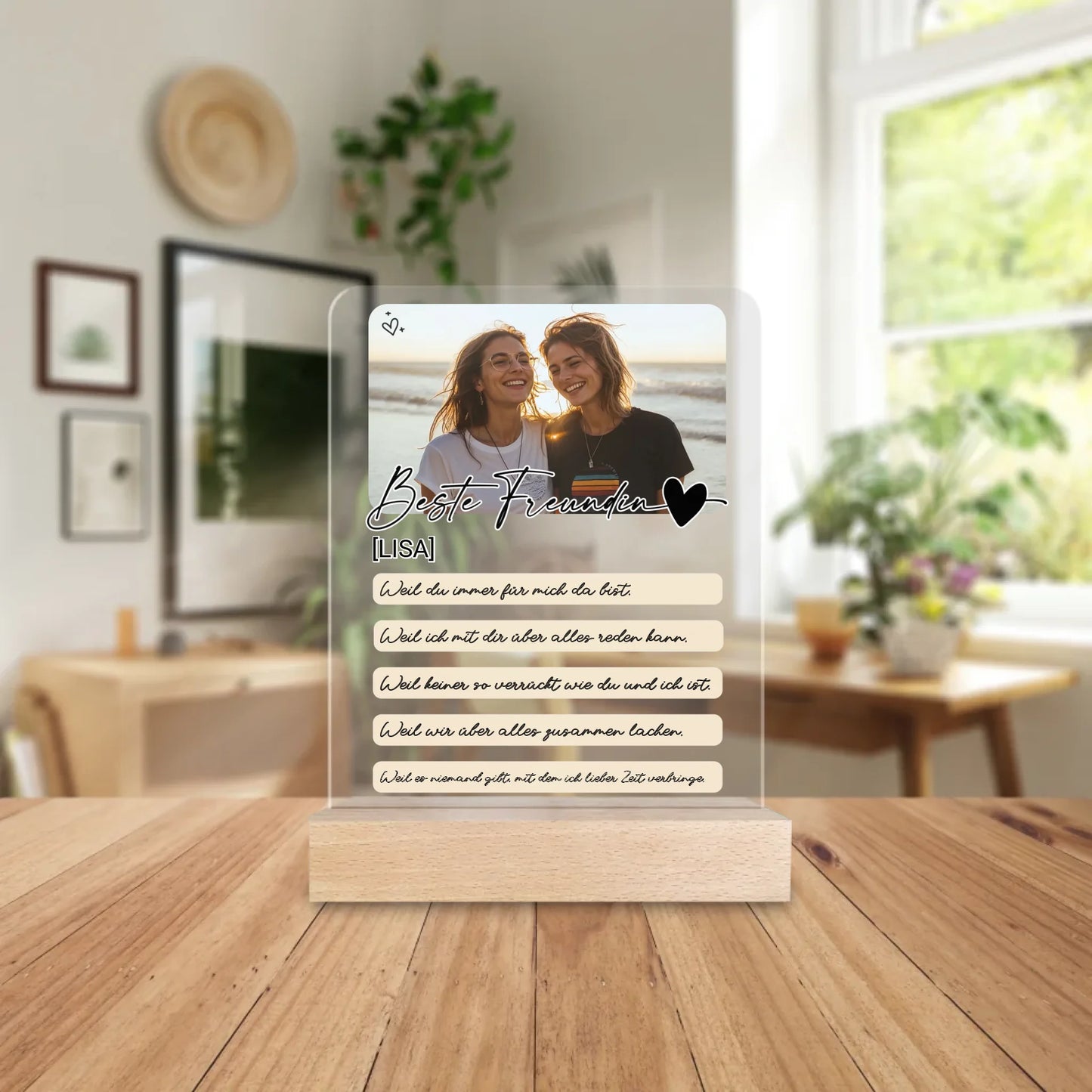 Personalisierte Acrylglasplatte - Beste Freundin mit Bild und 5 Gründen