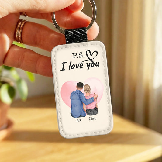 Personalisierter Schlüsselanhänger - Paar (sitzend)