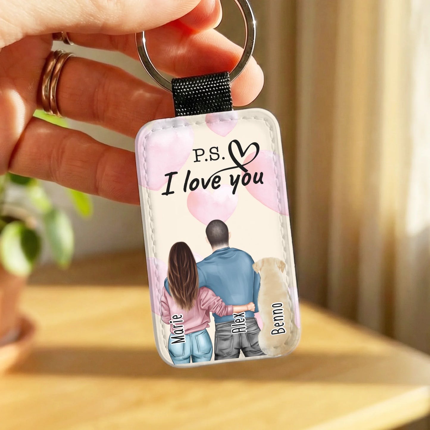 Personalisierter Schlüsselanhänger - Pärchen mit Hund/Katze