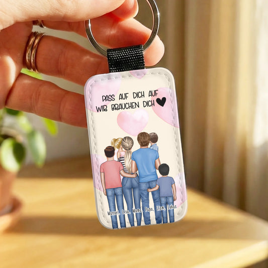 Personalisierter Schlüsselanhänger - Familie mit 1-4 Kindern