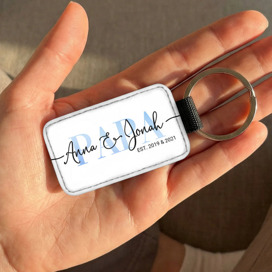 Personalisierter Schlüsselanhänger - Papa Schriftzug mit Kindernamen