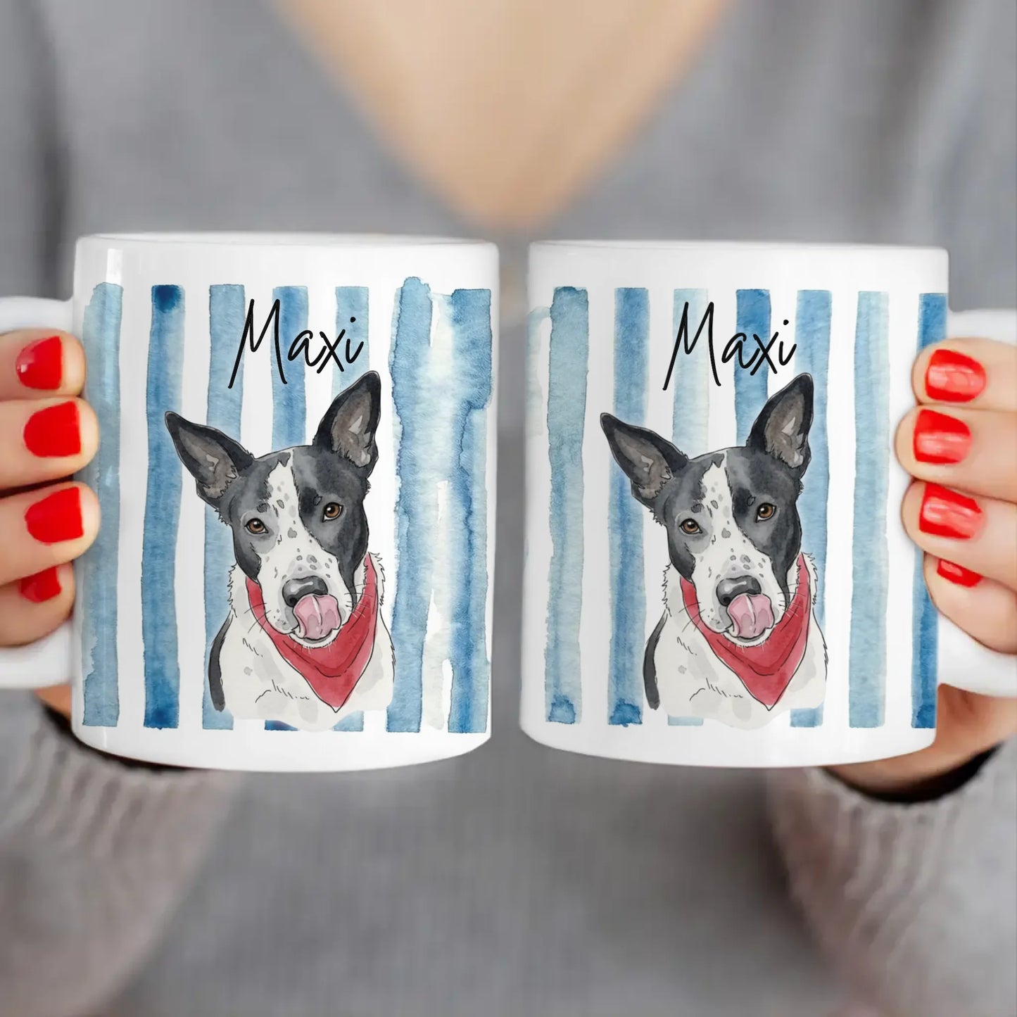 Personalisierte Tasse - Mit eigenem Hundebild im süßen Aquarell-Stil mit Namen