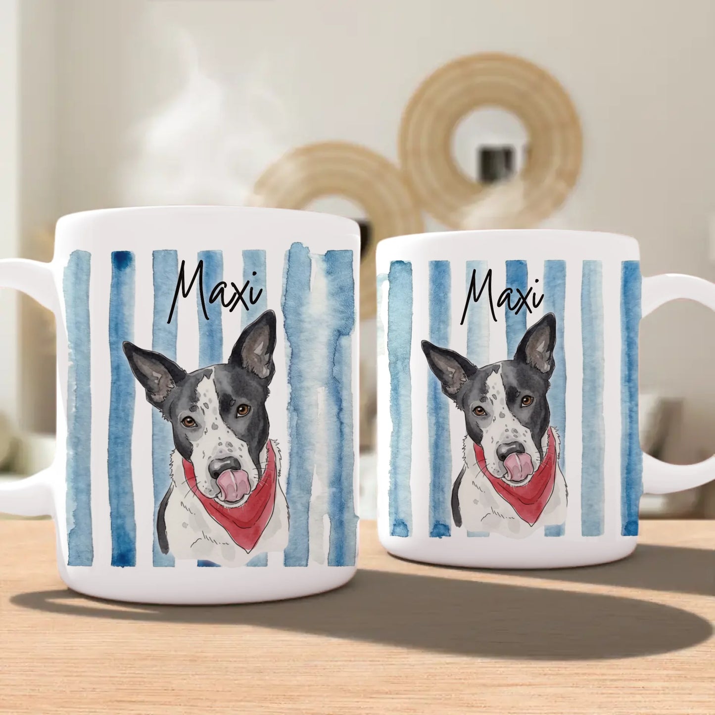 Personalisierte Tasse - Mit eigenem Hundebild im süßen Aquarell-Stil mit Namen